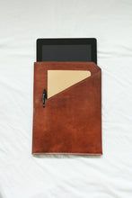 Load image into Gallery viewer, Leather Tablet Sleeve with Folder

